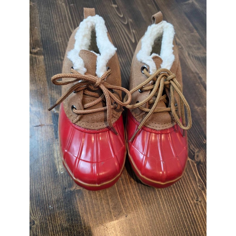 Khombu Women's Winter Boots Size 6 M Red Brown Rubber Suede Lace‎ Up Shoes